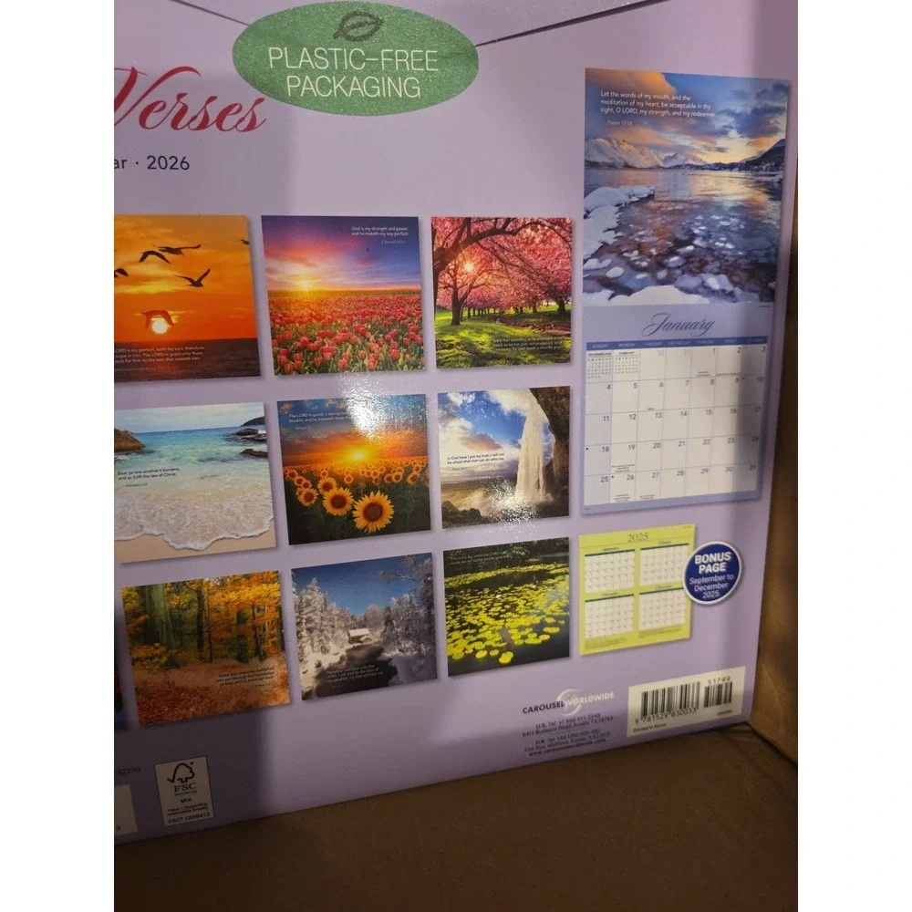 Bible Verses 2026 Calendar Psalms Peter‎ Lamentations Samuel Flowers Ocean Snow
